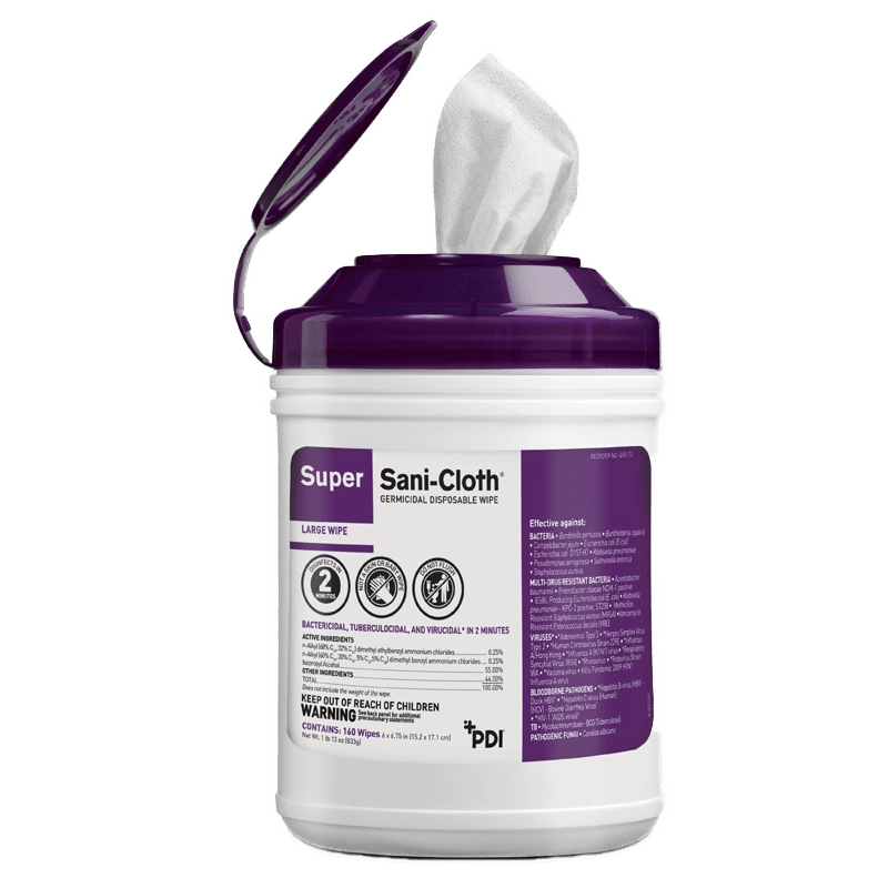 super sani cloth container with purple lid